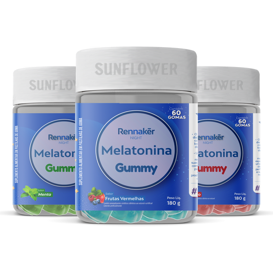 Melatonina Gummy Rennaker - Kit 3 Unidades sabores sortidos